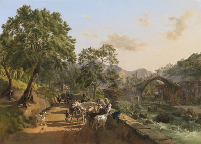 Rast an der Landstraße (Brücke von Loro Ciuffena, Arezzo) von Johann Nepomuk Rauch